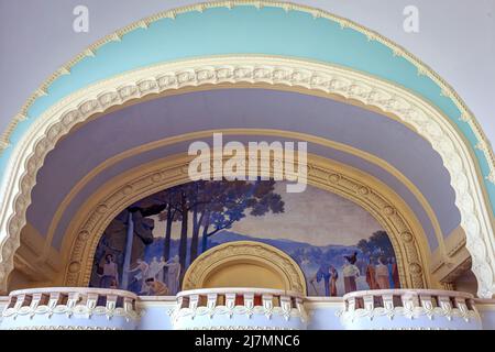 VICHY, FRANCE, APRIL 12, 2022 : exteriors decors of the thermal baths of the domes Stock Photo