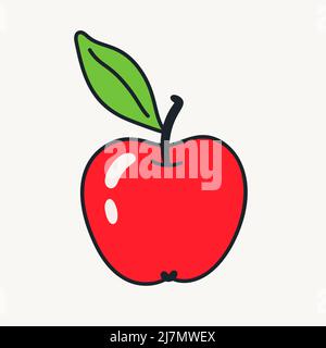 Cartoon vector funny cute Comic characters, red apple. Stock Vector