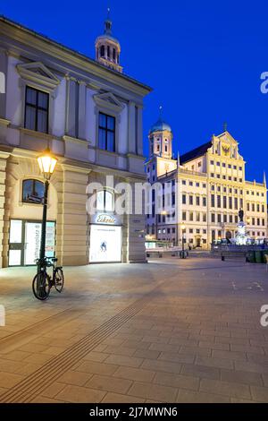 Germany Bavaria Romantic Road. Augsburg. Rathausplatz. Town Hall Stock Photo