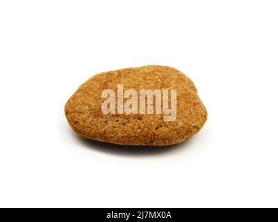 Sea pebble sandstone. Close-up. Isolated on white background. Stock Photo