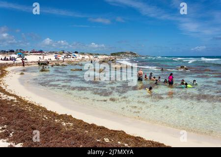 Shallow rock pools at Playa Chen Rio, Cozumel, Quintana Roo, Mexico Stock Photo