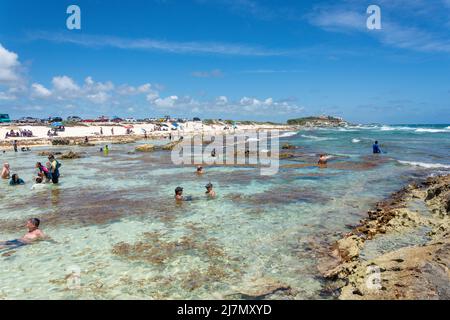 Shallow rock pools at Playa Chen Rio, Cozumel, Quintana Roo, Mexico Stock Photo