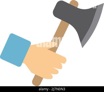 A man's hand holding an axe. Editable vector. Stock Vector