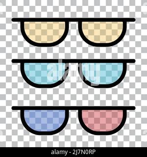 A set of icons of sunglasses isolated on a transparent background. Editable vector. Stock Vector