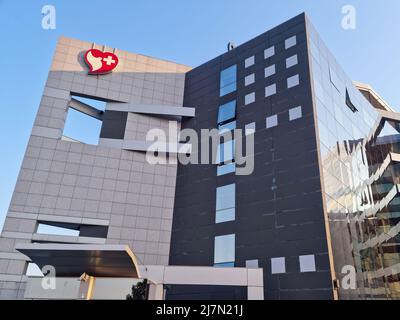 Thessaloniki, Greece Interbalkan Medical Center exterior. Day view of the facade of Iatriko Diavalkaniko Kentro, a private general hospital, the biggest in Southeastern Europe. Stock Photo