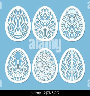 Template for laser cutting. Easter eggs. Vector Stock Vector