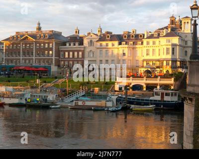 River Thames at Richmond Upon Thames at dusk, Surrey, London, England Stock Photo