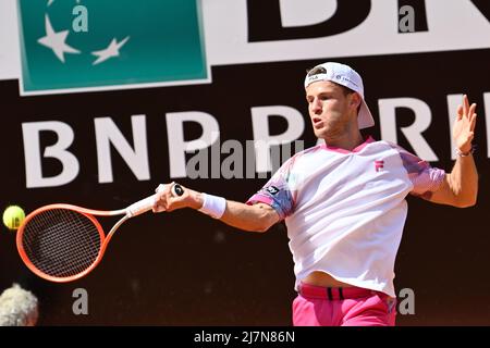 Diego Schwartzman (ARG) during the first round against Miomir Kecmanovic (SRB) of the ATP Master 1000 Internazionali BNL D'Italia tournament at Foro Italico on May 10, 2022 Stock Photo
