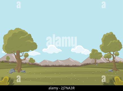 Green park with grass and trees. Nature landscape Stock Vector Image ...