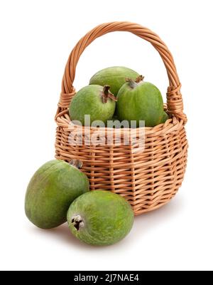 feijoa in basket path isolated on white Stock Photo