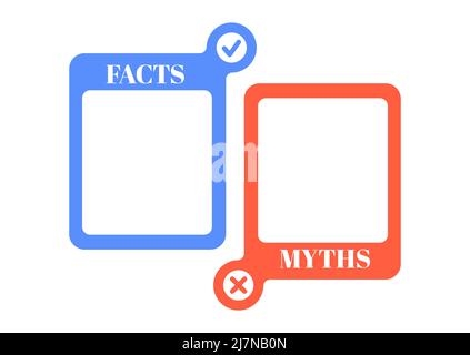 Myths and facts check list vector set. Stock Vector
