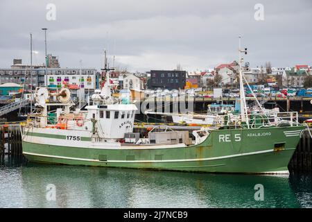 Reykjavik, Iceland - October 23. 2021: Seine fishing vessel in port of Reykjavik Stock Photo