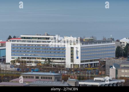 Reykjavik, Iceland - October 23. 2021: The Radison Blu hotel in city of Reykjavik Stock Photo