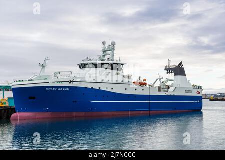 Reykjavik, Iceland - October 23. 2021: Trawler Ilivileq in the port Stock Photo