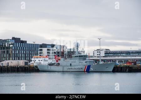 Reykjavik, Iceland - October 23. 2021: Icelandic coastguard vessel Tyr in the port Stock Photo