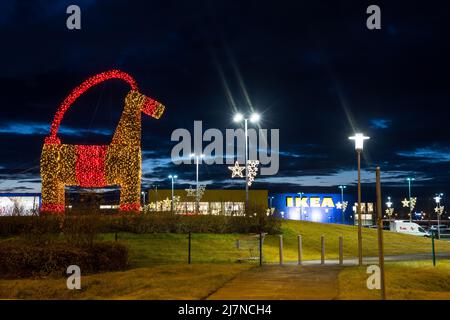 Gardabaer, Iceland - October 23. 2021: The goat in front of the IKEA store in Reykjavik Stock Photo