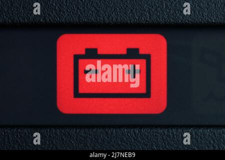 battery warning light in car dashboard Stock Photo