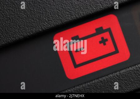battery warning light in car dashboard Stock Photo