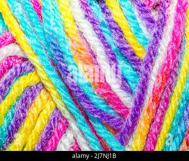 Close up of multi colored ball of wool or yarn Stock Photo