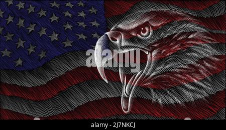 The Vector logo eagle for tattoo or T-shirt design or outwear. Hunting  style eagle background. This drawing is for black fabric or canvas Stock  Vector Image & Art - Alamy