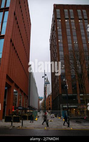 Contemporary office block on main road in Deansgate, Manchester, Greater Manchester, United Kingdom. Stock Photo