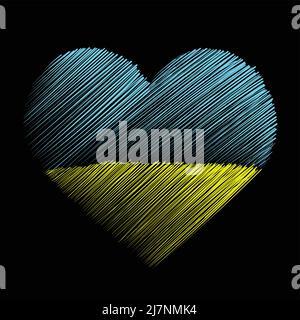 Battle flag of Ukraine. With national colour. Heart. Stock Vector