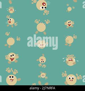 emoticons in various positions and expressions pattern Stock Vector