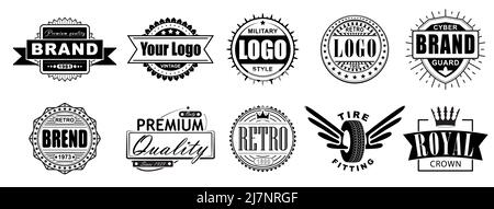 Set of vintage style badges, logos, emblem. Old school vintage sign, retro logo emblem for your design. Stock Vector