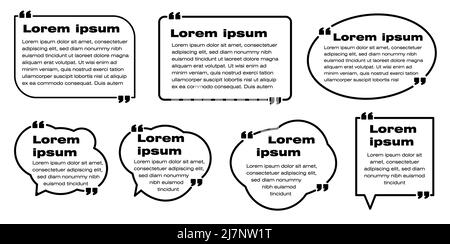 Set of quote box frames. Texting quote boxes for your design. Stock Vector