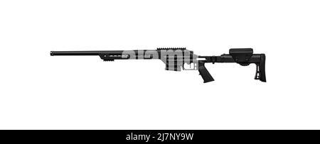 Modern powerful sniper rifle. Weapons for long-range shooting. Isolate on a white background. Stock Photo