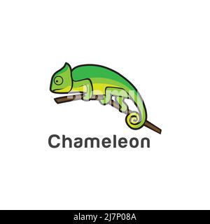 chameleon on a tree branch vector Stock Photo