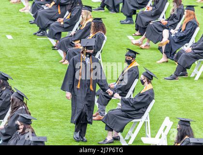 High school Graduation During COVID Stock Photo