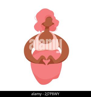 Cute Pregnant Girl Front View Minimalistic Flat Stock Vector