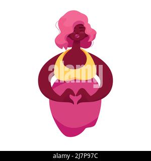 Cute Pregnant Girl Fashion Outfit with Heart Sign Stock Vector