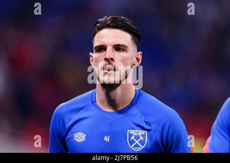 LYON, FRANCE - APRIL 14: Declan Rice of West Ham warming up during the UEFA Europa League Quarter Final Leg Two match between Olympique Lyon and West Stock Photo