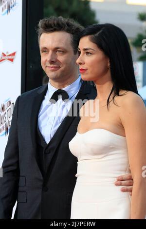 LOS ANGELES - MAY 15:  Michael Sheen, Sarah Silverman at the 'A Million Ways To Die In The West' World Premiere at Village Theater on May 15, 2014 in Westwood, CA Stock Photo