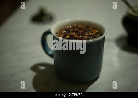 Cup of tea. Mug on table. Delicious tea. Stock Photo