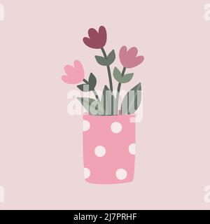 Flowers in flowerpot Stock Vector