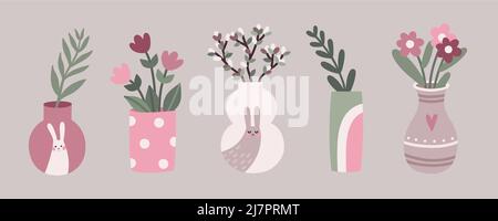 Vases and flower pots Stock Vector
