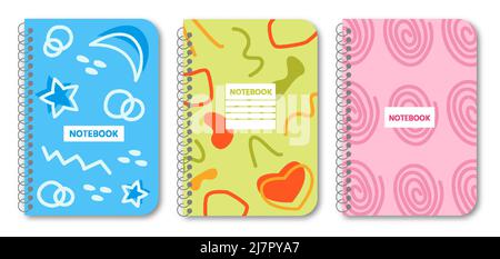 Covers trendy floral geometric and chaotic shapes set. For notebooks, cards, web and app design, planners, brochures, books, catalogs. For background and print. Mask used, re-size. Vector illustration Stock Vector