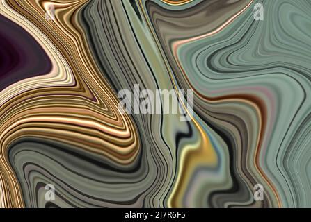 3d abstract colorful marble wallpaper. fractal resin geode functional art, like watercolor geode painting. golden, black and white background Stock Photo