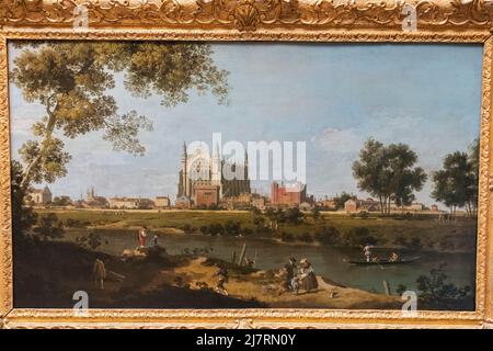 Painting titled 'Eton College' by Italian Artist Canaletto dated 1754 Stock Photo