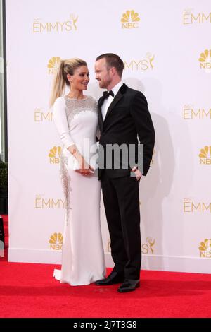 LOS ANGELES - AUG 25:  Aaron Paul at the 2014 Primetime Emmy Awards - Arrivals at Nokia Theater at LA Live on August 25, 2014 in Los Angeles, CA Stock Photo