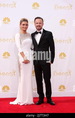 LOS ANGELES - AUG 25:  Aaron Paul at the 2014 Primetime Emmy Awards - Arrivals at Nokia Theater at LA Live on August 25, 2014 in Los Angeles, CA Stock Photo