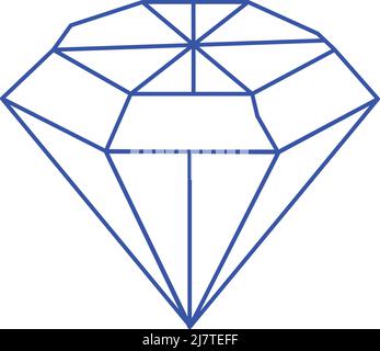 diamond icon, diamond outline blue color. on white background Stock Vector