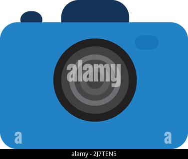 photo camera icon illustration blue color. on white background Stock Vector