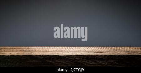 Wood plank podium in the dark Stock Photo