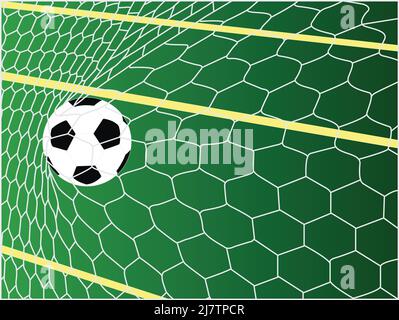 soccer ball in goal net. sport foot ball on the net Stock Vector