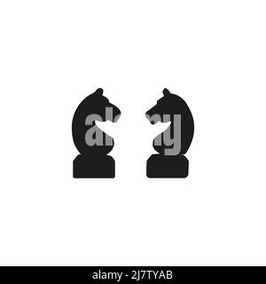 Modern flat vector chess knight icon with long shadow Stock Vector