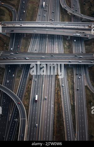 Close-up of the 401 highway intersection in Toronto, Canada  Stock Photo